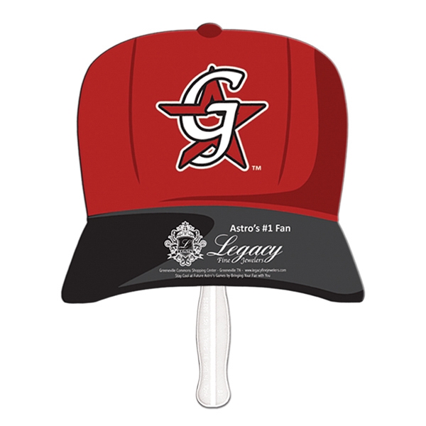 Baseball Cap Stock Shaped Paper Fans, Personalized With Your Logo!