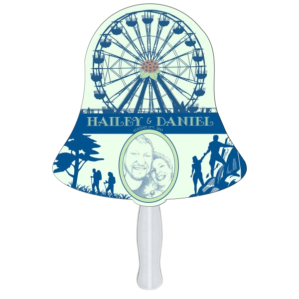 Bell Stock Shaped Paper Fans, Custom Decorated With Your Logo!