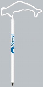 Beluga Whale Bent Shaped Pens, Custom Imprinted With Your Logo!