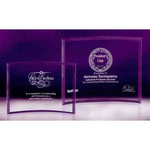 Bent Glass Unique Crystal Awards, Custom Printed With Your Logo!