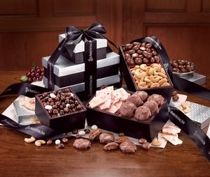 Black and Silver Towers Food Gifts, Custom Made With Your Logo!