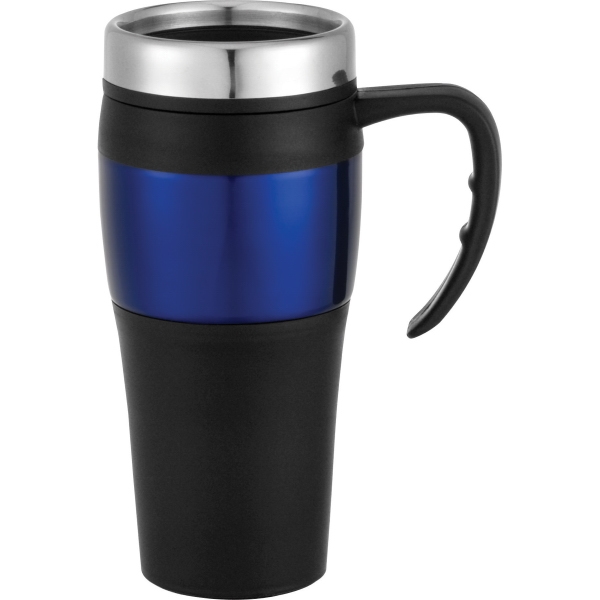 Stainless Steel Comfort Grip Handle Travel Mugs, Custom Designed With Your Logo!