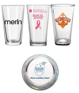 Glass Bottom Imprint Pint Glasses, Custom Imprinted With Your Logo!
