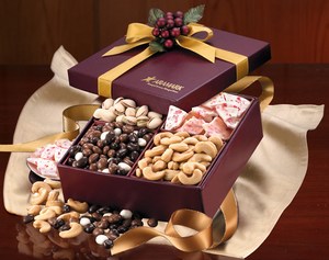 Burgundy Gift Box Food Gift Sets, Custom Decorated With Your Logo!