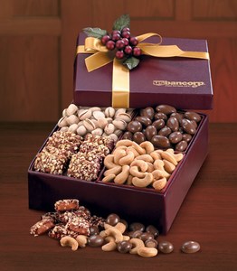 Burgundy Gift Box Food Gift Sets, Custom Decorated With Your Logo!