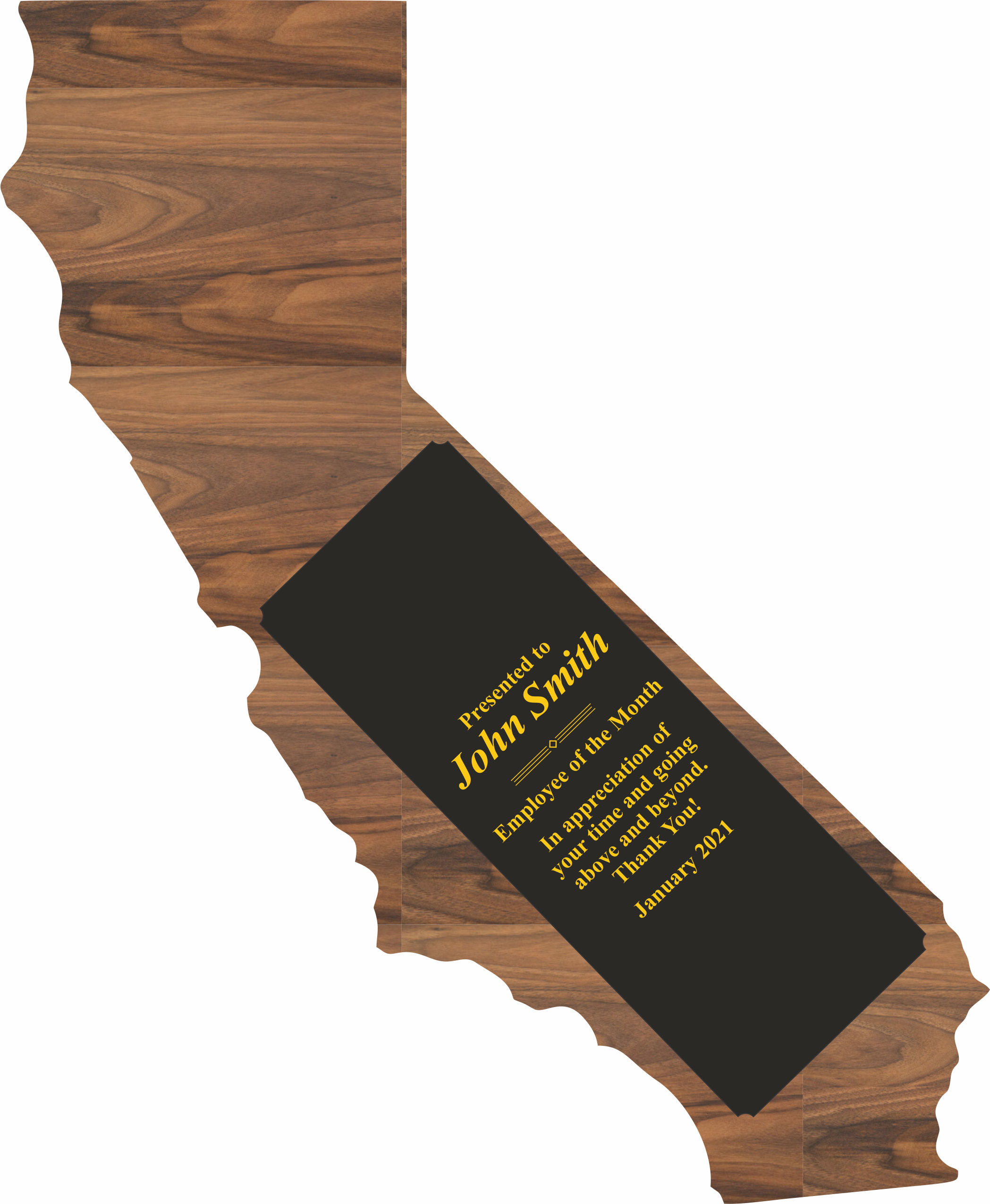 Custom Printed California State Shaped Plaques