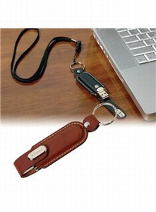 Custom Printed Canadian Manufactured 512MB Leather Case Flash Drives