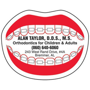 Dentist Smile Card Stock Shaped Magnets, Custom Imprinted With Your Logo!