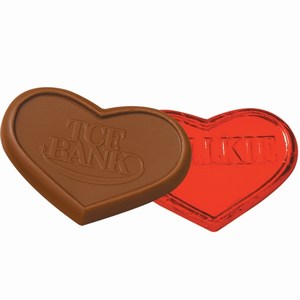 Chocolate Foiled Mini Heart Wedding Favors, Custom Printed With Your Logo!