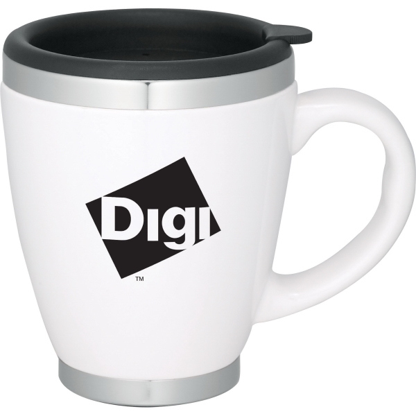 1 Day Service Travel Mugs with Press on Drinking Lids, Personalized With Your Logo!
