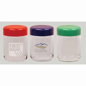 Colored Lid Glass Jars, Custom Imprinted With Your Logo!