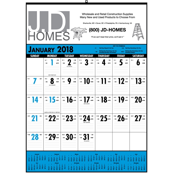 Custom Printed Blue and Black Desk Pad Commercial Calendars