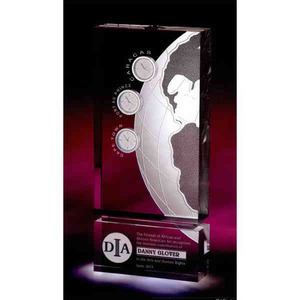 Custom Printed Cosmos Clock Globe Crystal Awards
