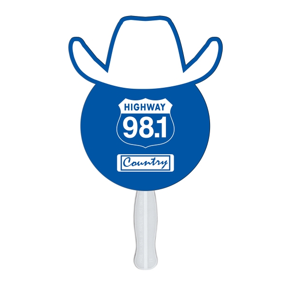 Cowboy with Hat Stock Shaped Paper Fans, Custom Imprinted With Your Logo!