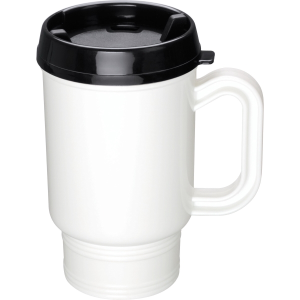 Travel Mugs with White Liners, Custom Printed With Your Logo!