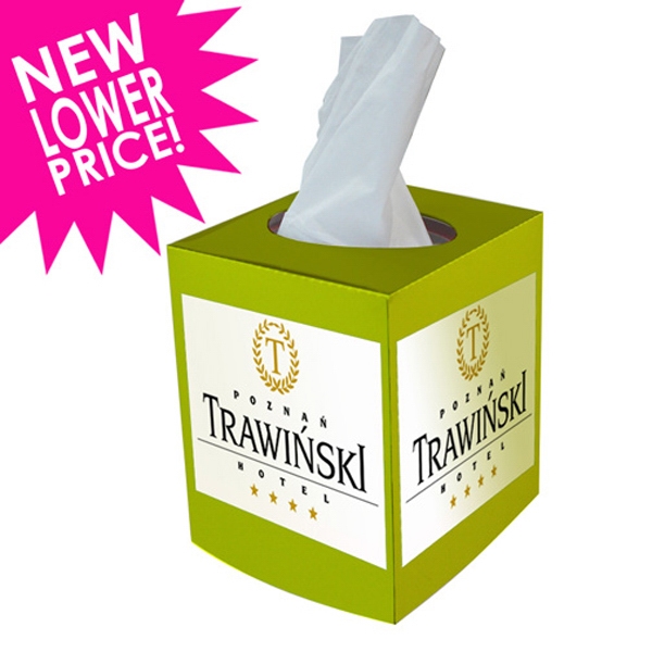 Refillable Tissue Dispensers, Custom Printed With Your Logo!