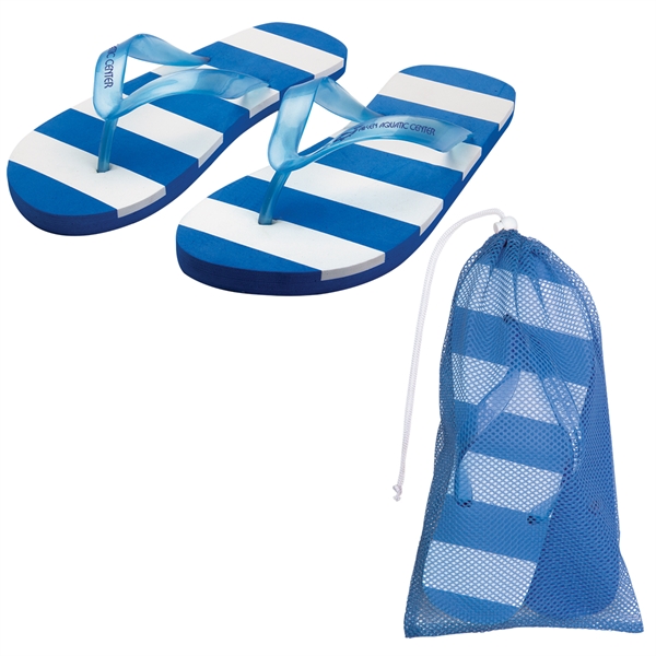 Striped Flip Flops, Custom Imprinted With Your Logo!