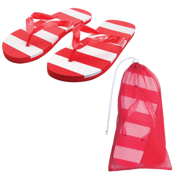 Striped Flip Flops, Custom Imprinted With Your Logo!