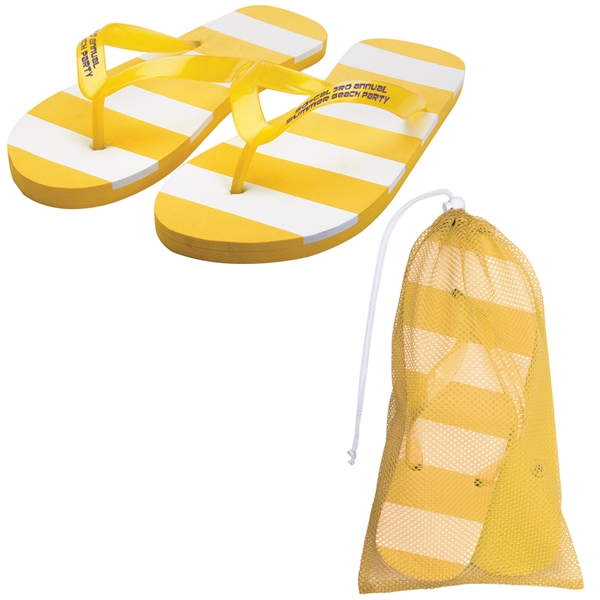 Striped Flip Flops, Custom Imprinted With Your Logo!