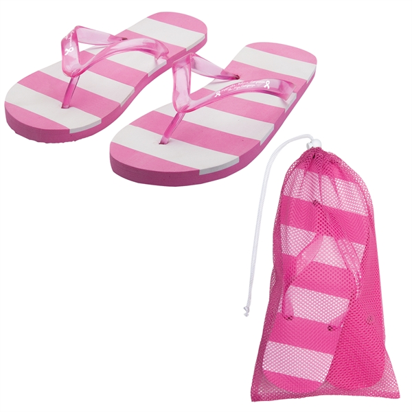 Striped Flip Flops, Custom Imprinted With Your Logo!