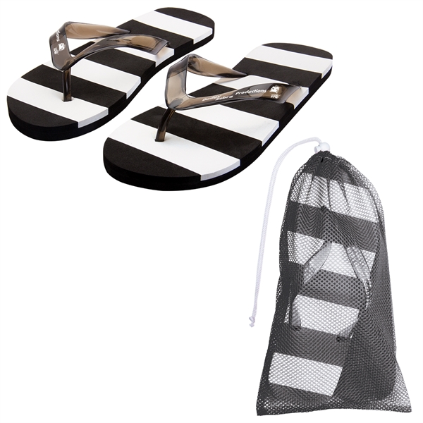 Striped Flip Flops, Custom Imprinted With Your Logo!