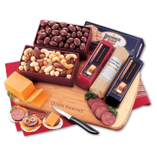 Party Non Perishable Cheese and Sausage Food Gifts, Custom Imprinted With Your Logo!