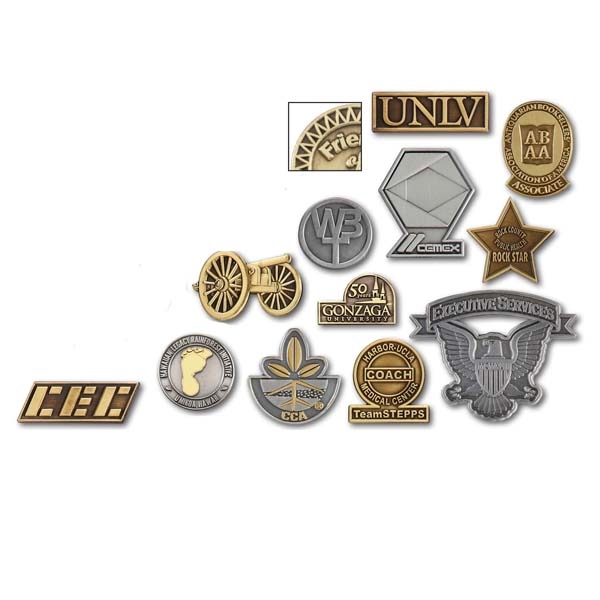 Die Struck Antique Lapel Pins, Custom Printed With Your Logo!