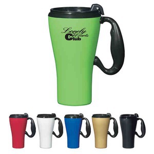 Dual Wall Insulated with Comfort Grip Handle Travel Mugs, Custom Printed With Your Logo!