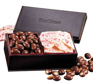 Faux Leather Gift Box Food Gift Sets, Custom Imprinted With Your Logo!