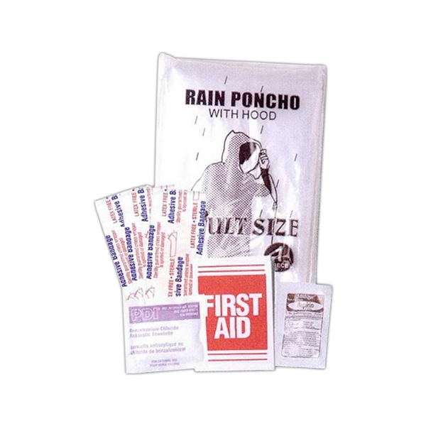 Custom Printed 3 Day Service Vinyl First Aid Kit Rain Ponchos