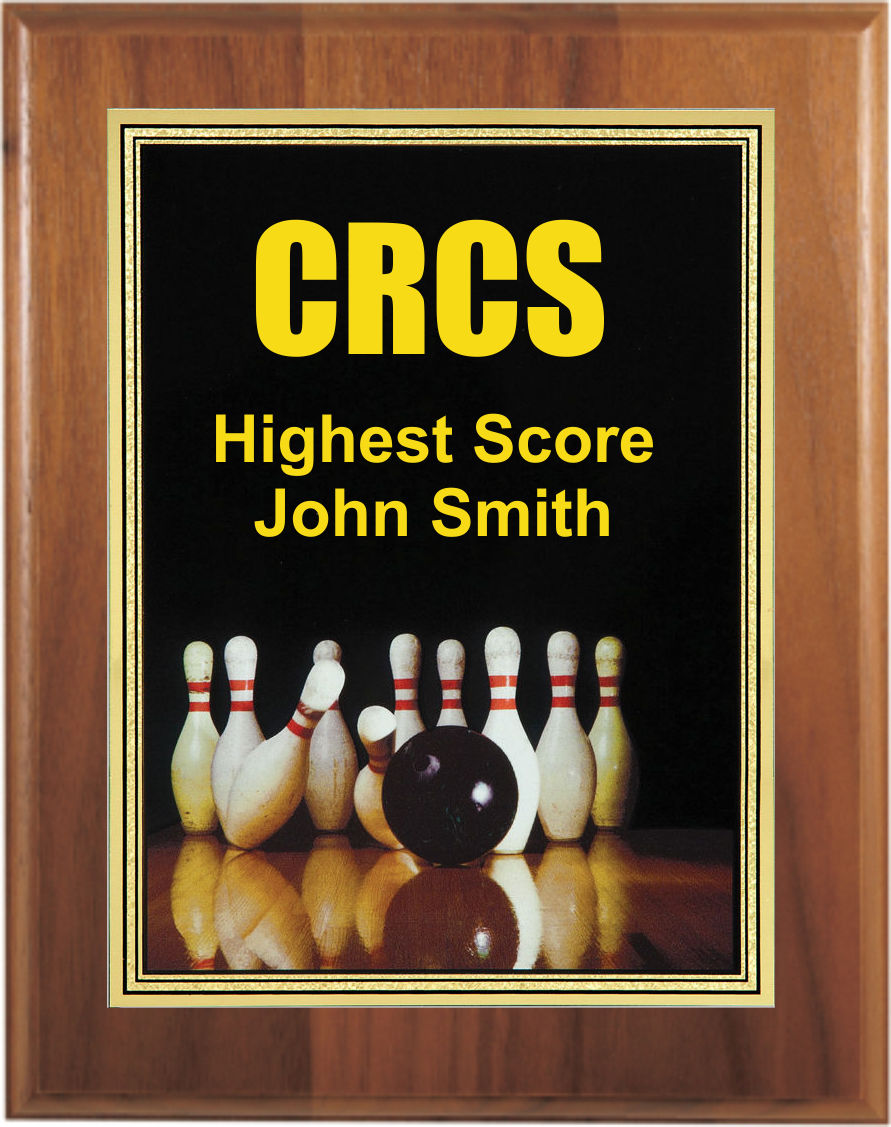 Bowling Photo Sport Plaques, Customized With Your Logo!