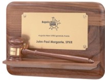 Gavel Plaques with Pedestal Bases, Custom Decorated With Your Logo!