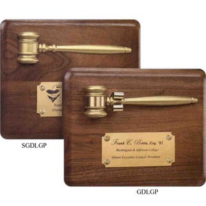 Gavel Plaques with Gold Finish Gavels, Custom Printed With Your Logo!