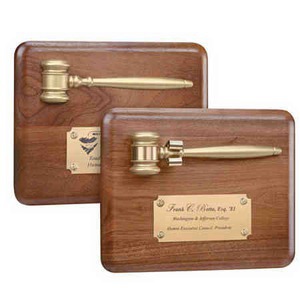 Gavel Plaques with Gold Finish Gavels, Custom Printed With Your Logo!