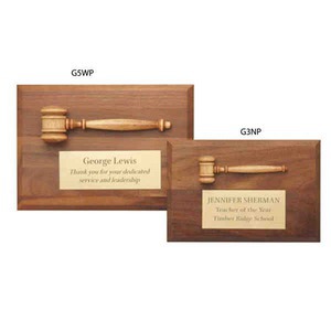 Gavel Plaques with Miniature Walnut Gavels, Customized With Your Logo!