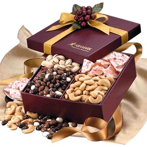 Golden Gift Box Food Gift Sets, Custom Imprinted With Your Logo!