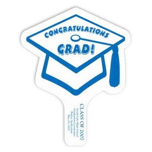 Custom Printed Graduation Themed Cap Shaped Fans