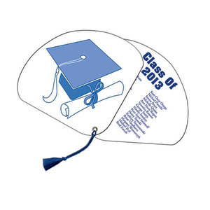 Graduation Themed Paper Fans, Custom Printed With Your Logo!