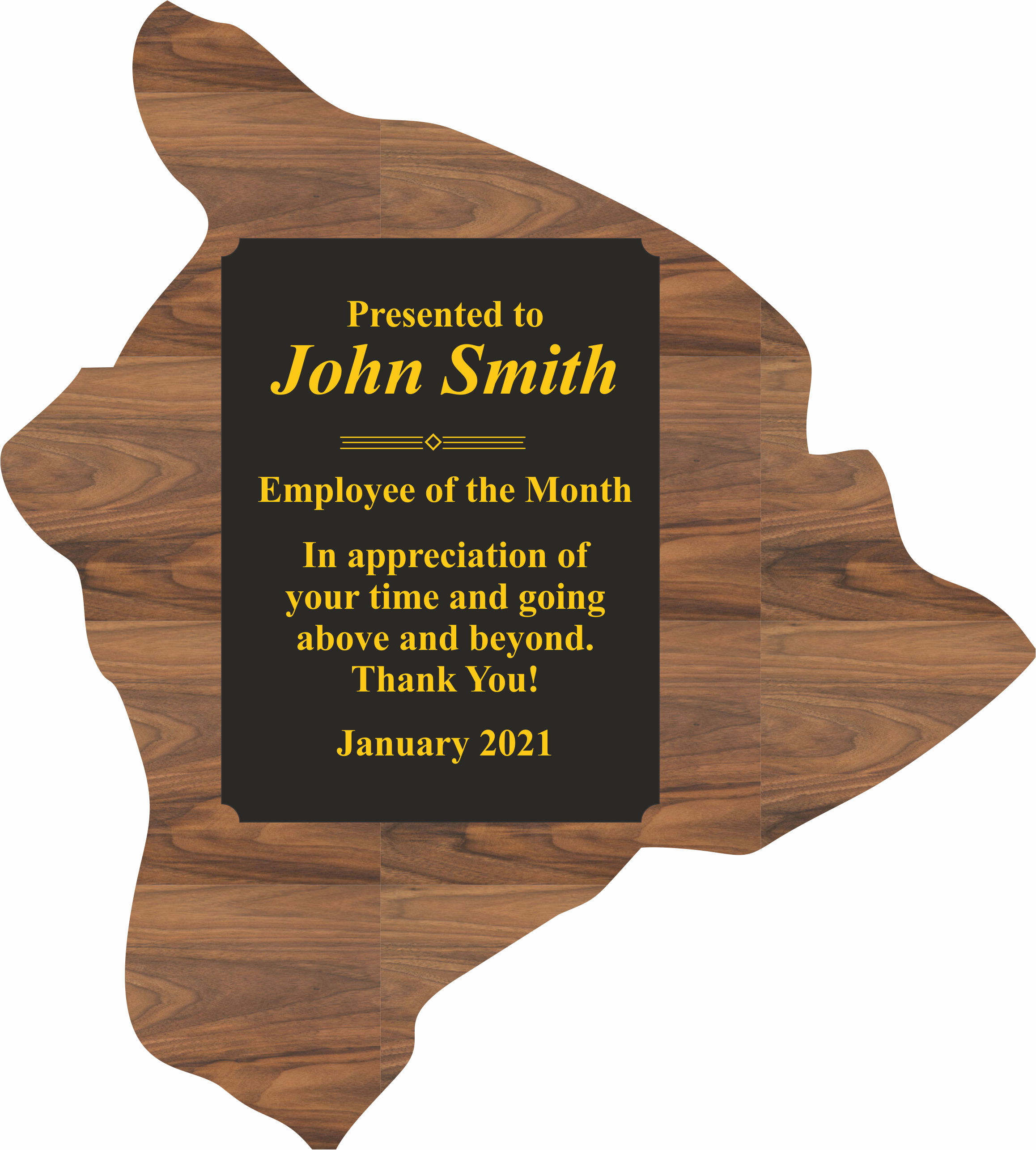 Hawaii State Shaped Plaques, Custom Engraved With Your Logo!