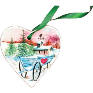 Custom Printed Heart Shaped Porcelain Ornaments