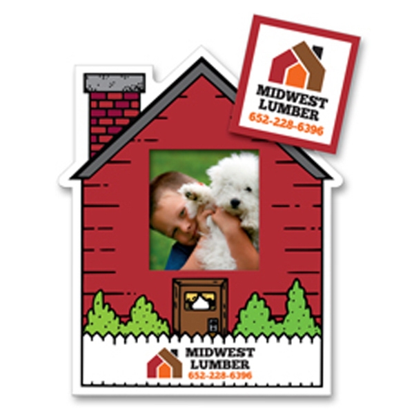 Canadian Manufactured House Cutout Picture Frame Magnets, Custom Designed With Your Logo!