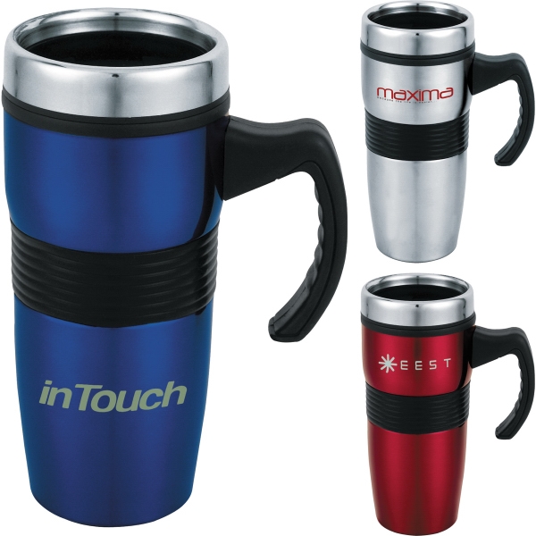 Plastic Lined Travel Mugs, Custom Printed With Your Logo!