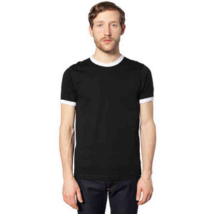 American Apparel Fine Jersey S/S Ringer T-Shirts For Men, Custom Imprinted With Your Logo!