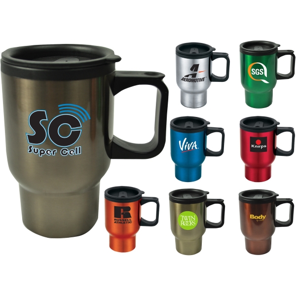 Black Lined Travel Mugs, Custom Printed With Your Logo!