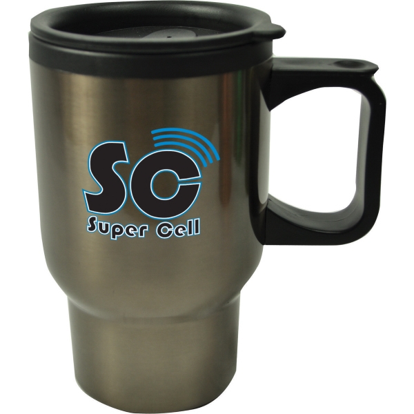 Black Lined Travel Mugs, Custom Printed With Your Logo!