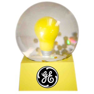 Custom Printed Light Bulb Shaped Stock Snow Globes