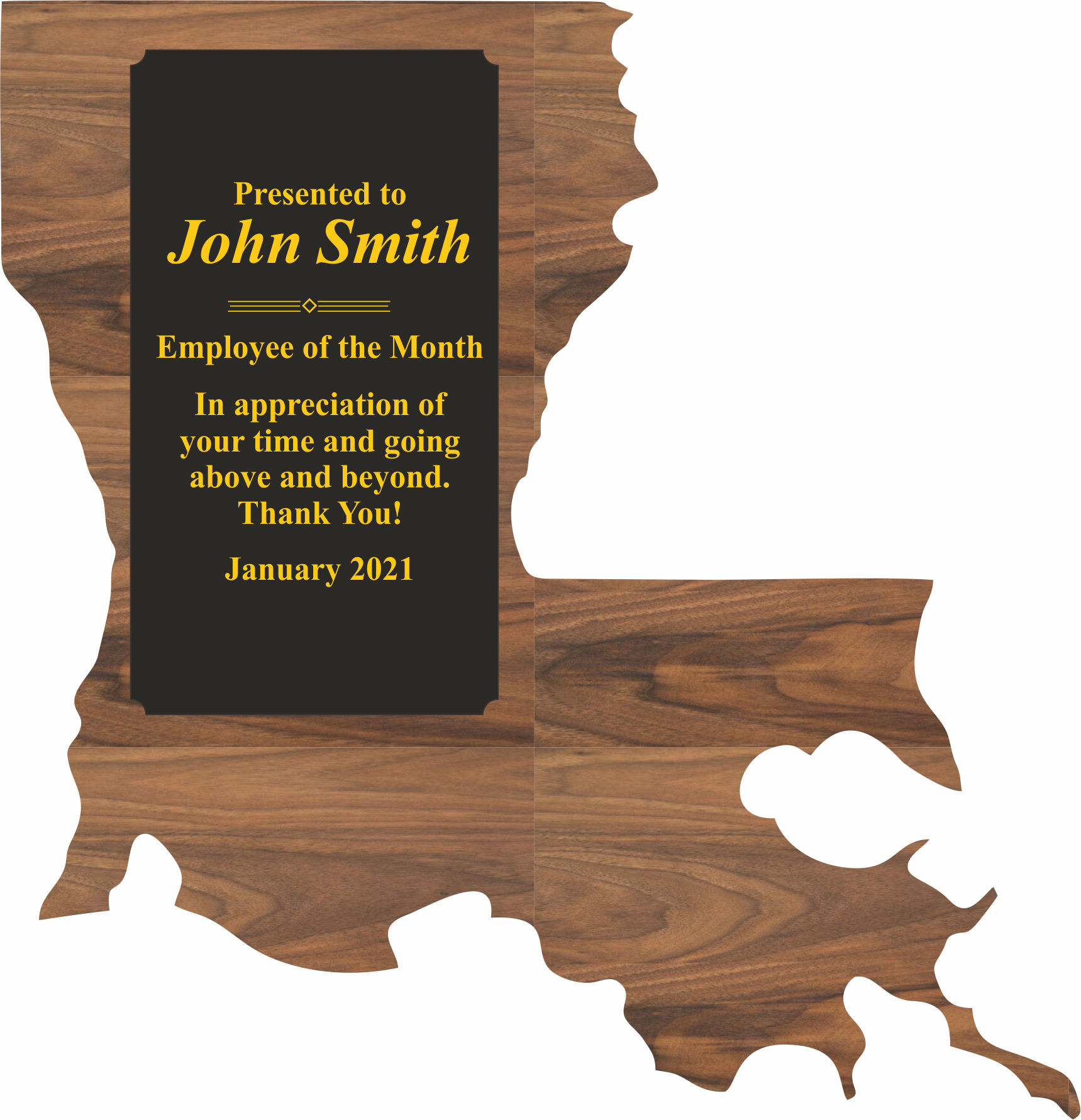 Custom Printed Louisiana State Shaped Plaques