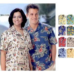 Custom Imprinted Luau Hibiscus Camp Shirts