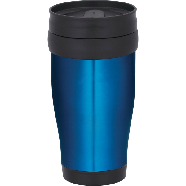 Blue and Red Travel Mugs, Custom Printed With Your Logo!