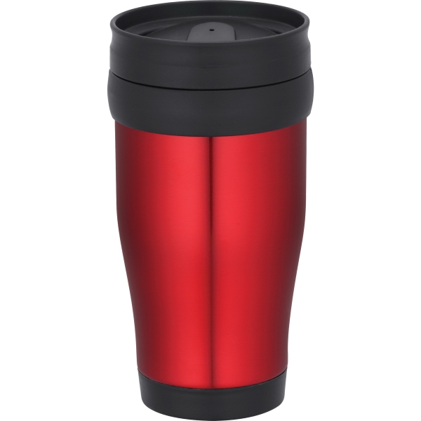 Blue and Red Travel Mugs, Custom Printed With Your Logo!